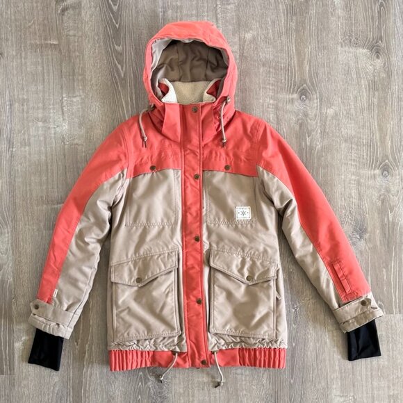 O'Neill Utility Snow Jacket Coral Beige Hooded Ski Snowboard Coat Size Medium - Picture 1 of 16